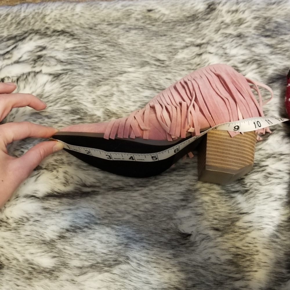 SALE! Beast Fashion Pink Fringe Booties - Picture 7 of 7